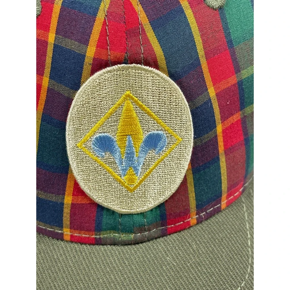 Boy Scouts of America Webelos Uniform Cap Hat S/M Olive Green Plaid Flex Fit